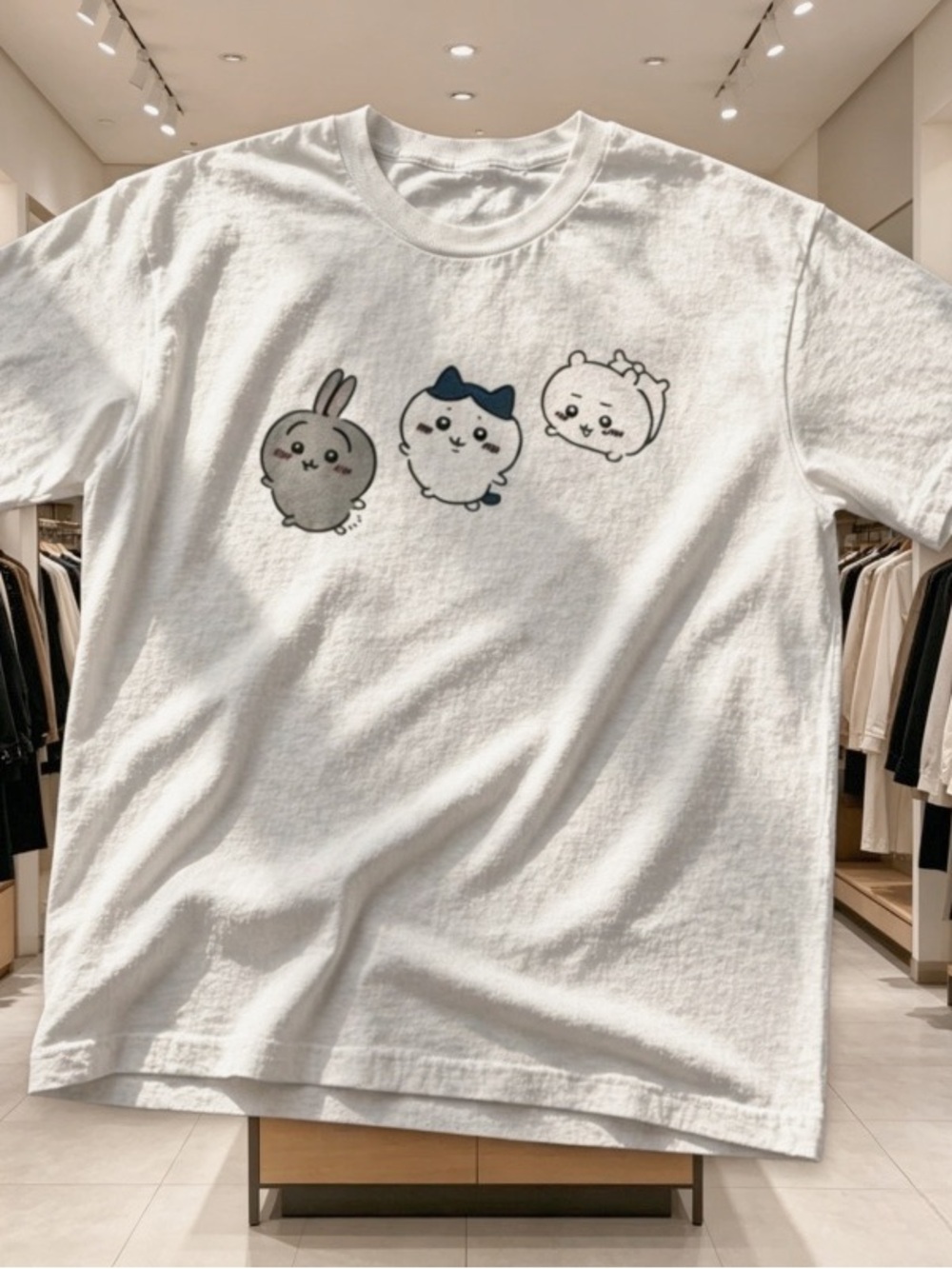 Chiikawa friends graphic tee white unisex White printed T-shirt